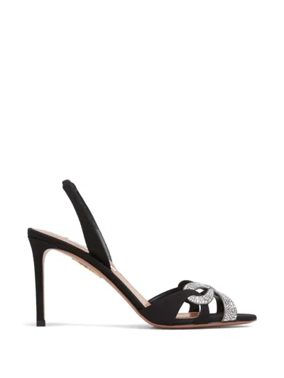 Aquazzura Crystal-embellished Slingback Pumps In Black