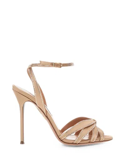 Aquazzura Crystal-embellished Wrap-around Sandals In Neutral