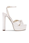 Aquazzura Cupid Plateau 130 Knotted Satin Platform Sandals In White