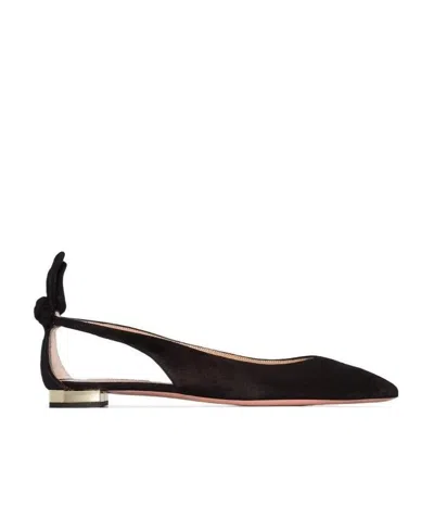 AQUAZZURA DENEUVE SUEDE BALLERINA SHOES