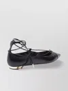 Aquazzura Cut-out Leather Ballerina Shoes With Gold Detail