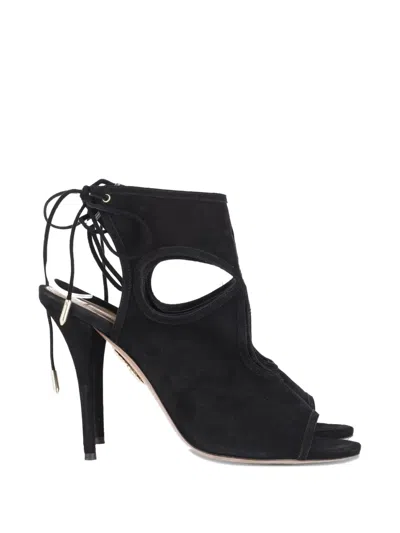 Pre-owned Aquazzura Cut-out Tie Sandals In Black