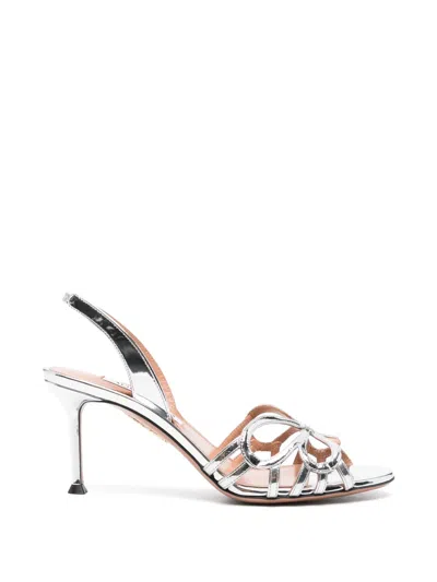 Aquazzura Cut-out Slingback-strap Sandals In Silver