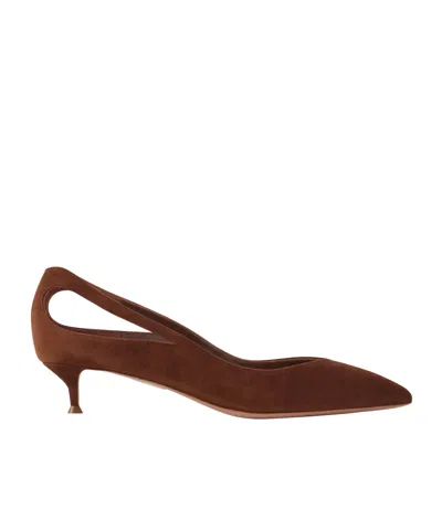 Aquazzura Cut-out Suede Pumps In Brown