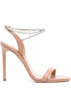 Aquazzura Whisper Sandal 105 Strap Embellished Square Toe In Pink