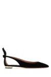 Aquazzura Aquazzurra Bow Tie Ballerina In Black Suede
