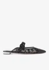 Shop Aquazzura Darling Daisy Pointed-toe Flat Mules