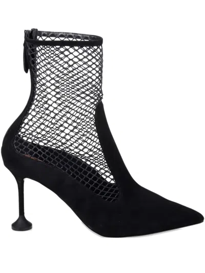 AQUAZZURA AQUAZZURA DAWN 85 MESH ANKLE BOOT IN BLACK