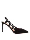 Aquazzura Decollete Bootie Pump 85 In Suede In Black