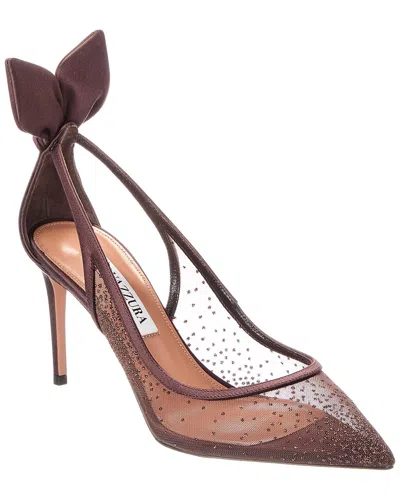 Aquazzura Decollete Mesh & Satin Pump In Brown