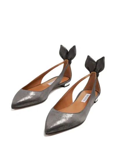 Aquazzura Deneuve Ballet Flats In Gray