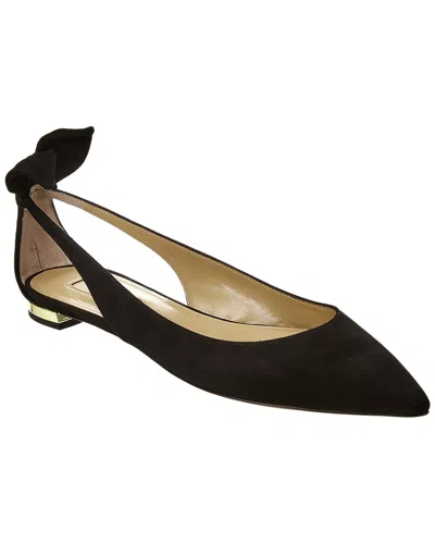 Aquazzura Deneuve Suede Flat In Black
