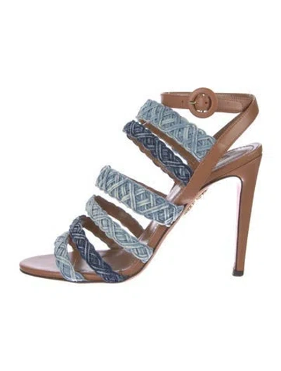 Pre-owned Aquazzura Denim Colorblock Pattern Sandals In Multi