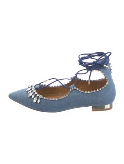 Pre-owned Aquazzura Denim Flats In Blue