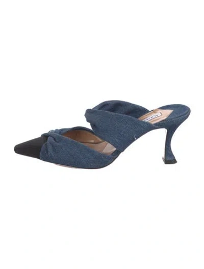 Pre-owned Aquazzura Denim Mules In Blue