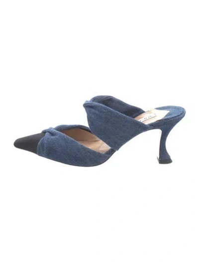Pre-owned Aquazzura Denim Mules In Blue