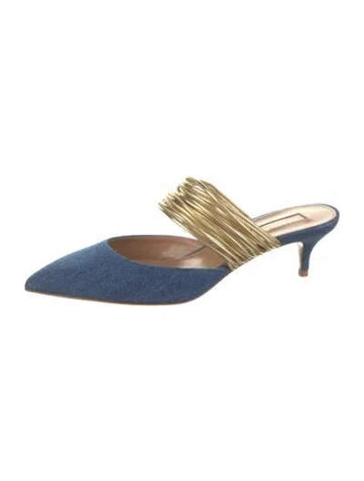 Pre-owned Aquazzura Denim Mules In Blue