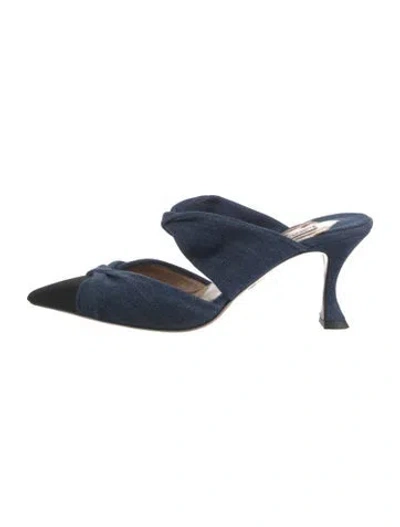 Pre-owned Aquazzura Denim Mules In Blue
