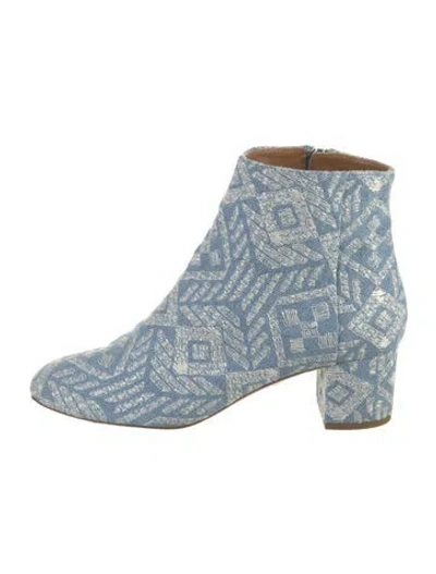 Pre-owned Aquazzura Denim Printed Boots In Blue