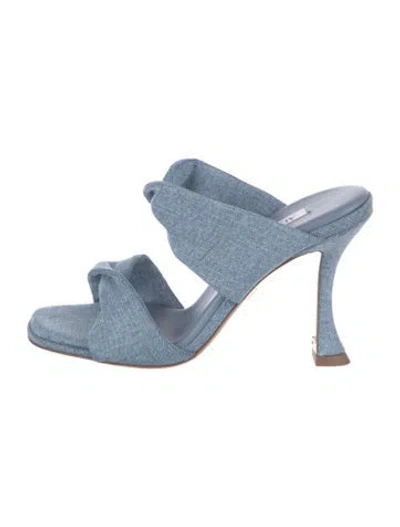 Pre-owned Aquazzura Denim Slides In Blue