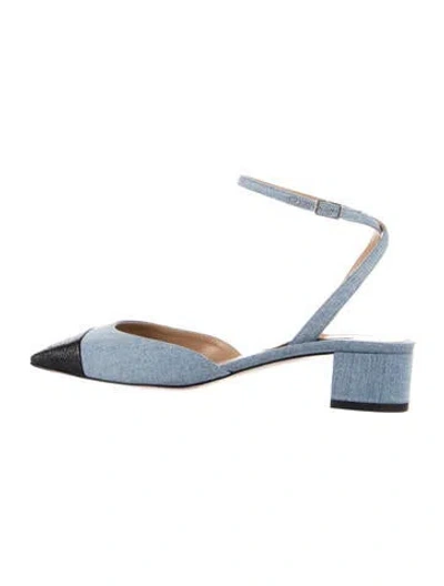 Pre-owned Aquazzura Denim Slingback Pumps In Black/blue
