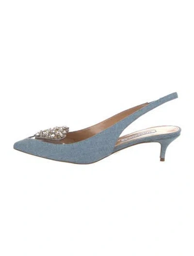 Pre-owned Aquazzura Denim Slingback Pumps In Blue