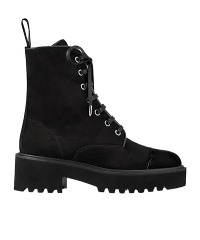 Aquazzura Desert Lace-up Suede Boots In Black