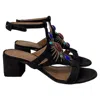 Aquazzura Desert Sun Embellished Sandal Heels In Black Suede In Multi