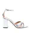 Aquazzura 'divine' Silver Sandals With Block Heel In White