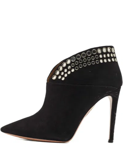 Pre-owned Aquazzura Disco Pointed-toe Booties In Black