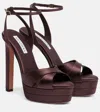 Aquazzura Divine 130 Satin Platform Sandals In Brown