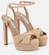 Aquazzura Divine 130 Metallic Platform Sandals In Beige