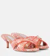 Aquazzura Divine Raffia Summer Kitten Sandals In Red
