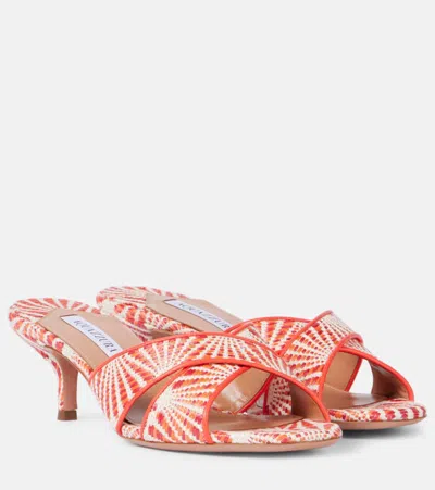 AQUAZZURA DIVINE 50 LEATHER-TRIMMED MULES