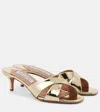 Aquazzura Divine 50 Mirrored Leather Mules In Gold