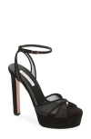 Aquazzura Divine Mesh Crisscross Platform Sandals In Black