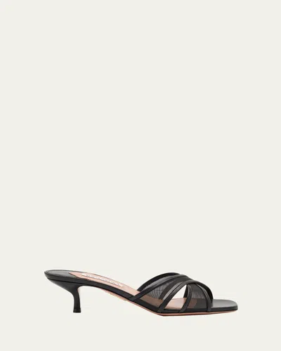 Aquazzura Divine Mesh Mules In Black