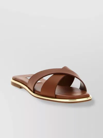 Aquazzura 'divine' Metallic Cross Strap Flat Sandals In Brown