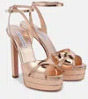 AQUAZZURA DIVINE MIRRORED LEATHER PLATFORM SANDALS