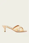 Aquazzura Bicolor Raffia Crisscross Slide Sandals