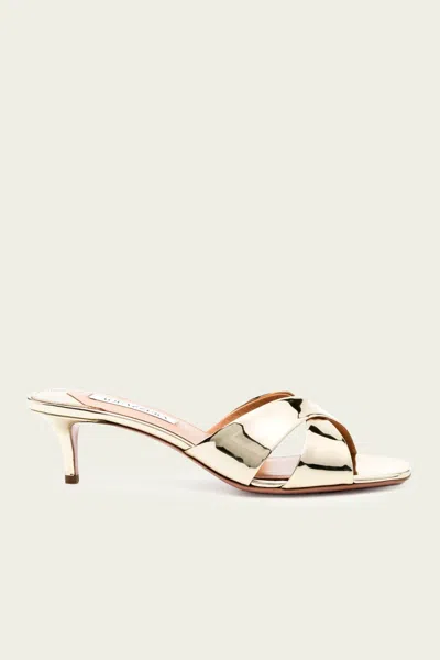 AQUAZZURA DIVINE MULE 50 IN SOFT GOLD