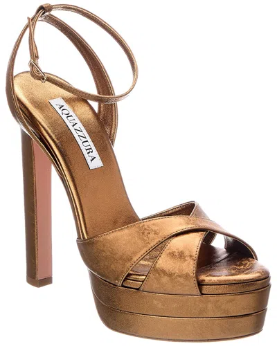 Aquazzura Divine Plateau 130 Leather Platform Sandal In Multi