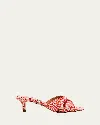 Aquazzura Divine Raffia Summer Kitten Sandals In Tomato