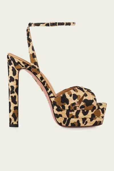 Aquazzura Divine Sandal Plateau 130 In Natural In Neutral
