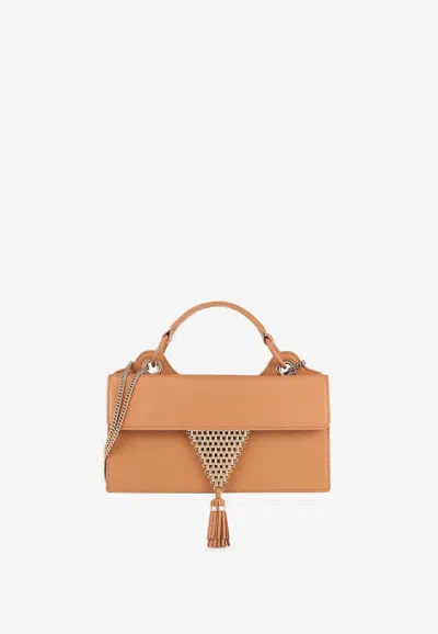 Aquazzura Downtown 24/7 Top Handle Bag In Nappa Leather In Brown