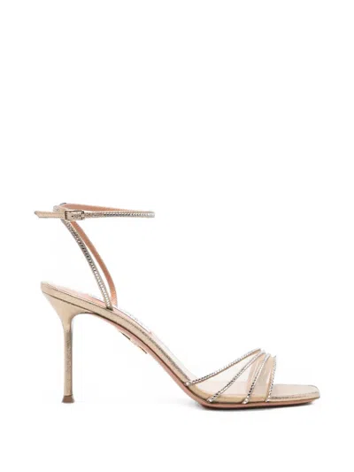 Aquazzura Dream Girl Crystal-embellished Sandals In Neutral