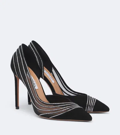 Aquazzura Dream Girl Crystal-embellished Heeled Pumps In Black