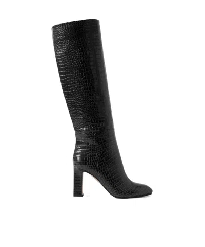 Aquazzura Effect Leather Knee Boots In Black