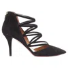 Aquazzura Electric Suede Criss Cross Strappy Booties Pump In Black