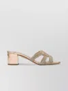 Aquazzura Embellished Block Heel Sandals With Metallic Finish